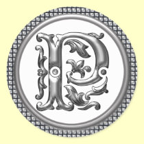 Initial P Round Sticker in Silver aufkleber