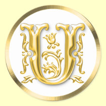 Initial U Round Sticker in Gold aufkleber