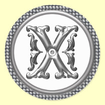 Initial X Round Sticker in Silver aufkleber