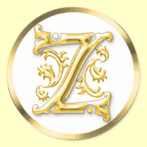 Initial Z Round Sticker in Gold aufkleber