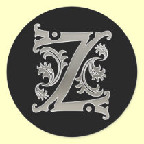 Initial Z Round Sticker in silver aufkleber