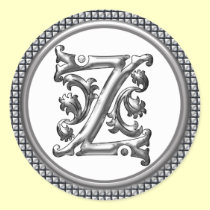 Initial Z Round Sticker in Silver aufkleber