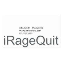 iRageQuit Raserei, die Gamer verlässt Visitenkartenvorlagen