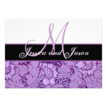 Iris-laden lila Vintages Damast-Hochzeits-Monogram Personalisierte Ankündigungen