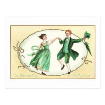Irische Paare, die Vintagen St Patrick Tag tanzen Postkarten