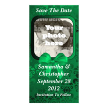 Irischer grüner wedding Damast Save the Date Bildkarten