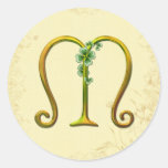 Irisches Goldmonogramm M Runder Sticker