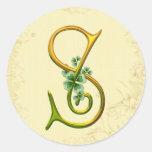 Irisches Goldmonogramm S Runder Sticker