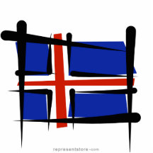 Island-Bürsten-Flagge Photoskulpturen