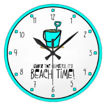 It is Beach Time! Aqua Wall Clocks