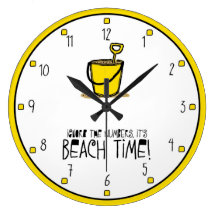 It is Beach Time! Yellow Wall Clocks