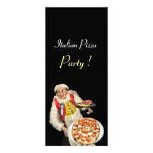 ITALIENISCHES PIZZA-PARTY, PIZZERIA, schwarz Individuelle Werbekarte