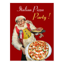 ITALIENISCHES PIZZA-PARTY Rot-Rezept Postkarte