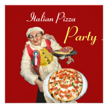ITALIENISCHES PIZZA-PARTY, rotes Schwarzes des RES Personalisierte Einladungen