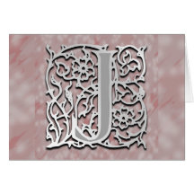 J Monogram "Silver Stone" Note Card Greeting Card