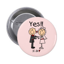 JA tue ich Braut und Bräutigam-T-Shirts und Gesche Button