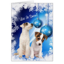 Jack-Russell-Welpe ließ es schneien - fertigen Sie Grußkarte