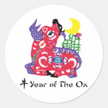 Jahr des Ochsen-T-Shirts u. der Geschenke Sticker