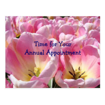 Jährliche Verabredungspostkarten rosa Tulpe-Karten