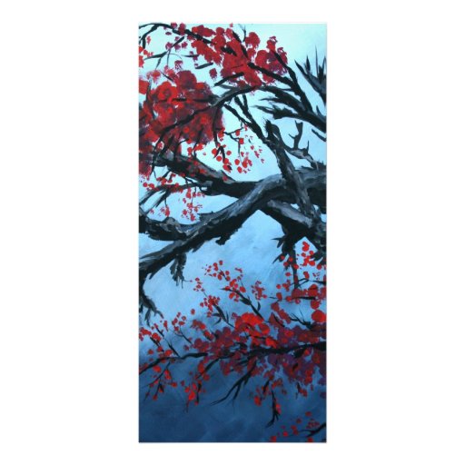 japanische Kirschblüten-Blumenbaum-Orientale-Kunst Vollfarbige Werbekarte