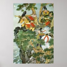 Japanische Samurais im Baum Plakatdruck