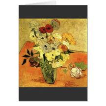 Japanischer Vase mit Rosen und Anemonen durch Van  Karten