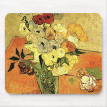 Japanischer Vase mit Rosen und Anemonen durch Van  Mousepads