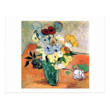 Japanischer Vase, Rosen, Anemonen, Vincent van Gog Postkarten