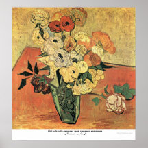 Japanischer Vase, Rosen und AnemoneVincent Van Gog Posterdruck