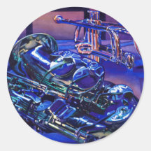 "Jazz in Blues-" MusikinstrumenteWatercolor Runder Sticker