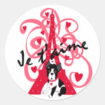Je t'aime runder aufkleber