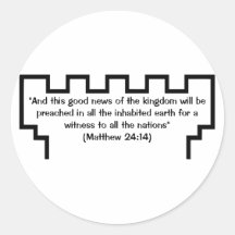 Jehovahs Zeuge-Wachturm-Matthew-24:14 Aufkleber