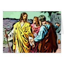 Jesus auf der Straße zu Emmaus Grußkarte