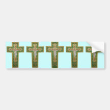 Jesus Christus auf dem Kreuz. Grüne Silk religiöse Auto Aufkleber