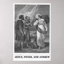 Jesus, Peter und Andrew, Lithographie des 19. Jahr Posterdrucke