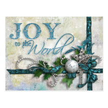 Jeweled aquamarine und silberne Weihnachtspostkart