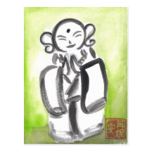 Jizo der Mönch in der grünen Postkarte