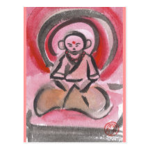 Jizo der Mönch meditiert Postkarte