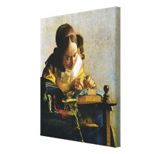 Johannes Vermeers das Lacemaker (circa 1670) Gespannter Galerie Druck