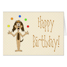 Jonglierender HundeCartoon. Geburtstag Karten
