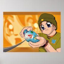 Jugendlich mit Spiel-Prüfer-Plakat