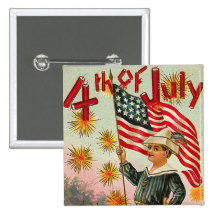 Juli 4.! Vintage Kunst Anstecknadelbuttons