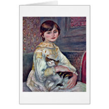 Julie Manet mit Katze durch Pierre-Auguste Renoir Karte