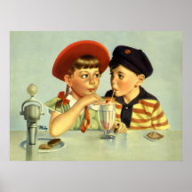 Junge Liebhaber-Vintage Illustration Posterdruck