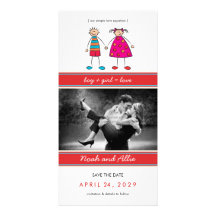 Junge + Mädchen-= Liebe-niedliche Save the Date Fo Photo Karten