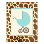 Jungen-Babyparty - blauer Wagen-u. Giraffen-Druck Personalisierte Einladungen