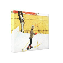 Jungen-Skifahren Karls Larsson am Falun Zuhause Gespannte Galeriedrucke