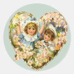 Jungen-und Mädchen-Blumenherz Sticker