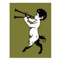 Junger Faun mit doppelter Flöte Postkarten