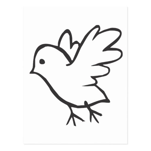 Junger Vogel-Fliegen in der Schwarzweiss-Skizze Postkarte
